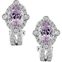 14k White Gold 1/2ct TDW Diamond Kunzite Earrings