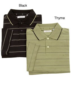 Pierre Cardin Men's Jacquard Striped Knit Polo Shirt