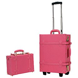 Rockland Pink Handmade 2-piece Carry-On Luggage Set