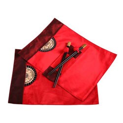 Red/ Burgundy Sunflower Placemat/ Chopstick Set