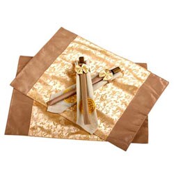 Gold Shou Asian Placemats, Napkins and Chopsticks