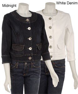 Live a Little Women's Round Collar Denim Jacket
