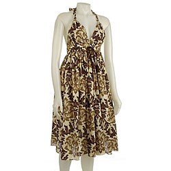 Lapis Women's Shirred Waist Halter Dress