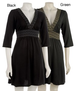 Pathway 3/4-sleeve Printed Trim Dress
