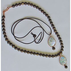 Copper Roman Glass Petersite Teardrop Necklace (Israel)