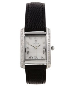 Stainless Steel Women's Leather Strap Diamond Watch