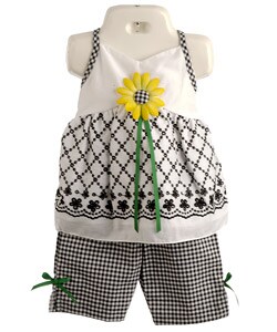 Rare Editions Infant Girl's Embroidered Sunflower Capris Set
