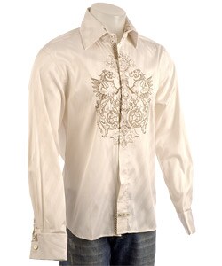 English Laundry Men's Embroidered Shield Dress Shirt
