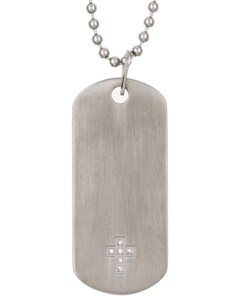 Stainless Steel Diamond Cross Dog Tag Necklace
