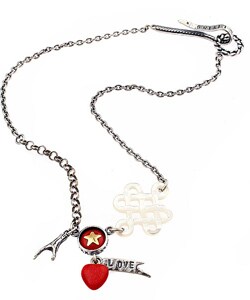 Diesel Sterling Silver Love Charm Necklace