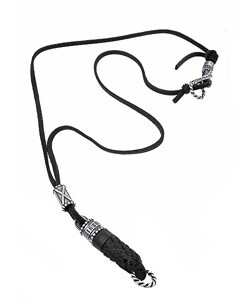 Diesel Leather Silver Eagle Necklace