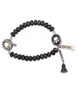 Diesel Sterling Silver Black Crystal Bracelet