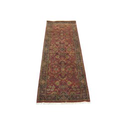 Indo Mahal Hand-knotted Rust/ Black Rug (4' x 12')