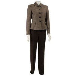 Tahari ASL Women's 2-piece Birds-eye Wool Pant Suit