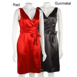 Connected Apparel Women's Retro Satin Ruched Dress