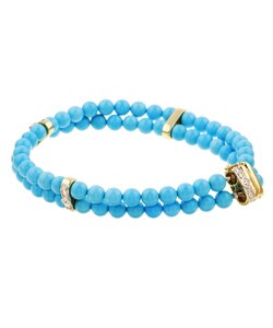 Encore by Le Vian 14k Gold 1/6ct TDW Diamond and Turquoise Bracelet (H-I, SI)