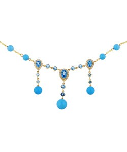 Encore by Le Vian 14k Gold 5/8ct TDW Diamond Turquoise Blue Topaz Necklace (H-I, SI2-SI3)