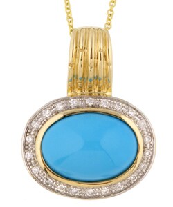 Encore by Le Vian 14k Gold 1/8ct TDW Diamond and Turquoise Pendant (H-I, SI2-SI3)