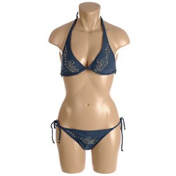 XOXO Women's Sapphire Triangle Top String Bikini