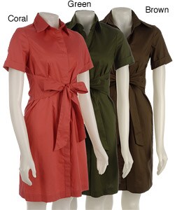 Becky & Max Women's Front Tie Shirtdress