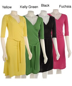 Nice Wear Women's 3/4-sleeve Stretch Wrap Dress