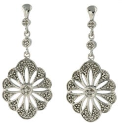 Maddy Emerson Sterling Silver Diamond Flower Earrings