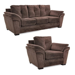 Velvet Chocolate Fabric Sofa and Chair Set