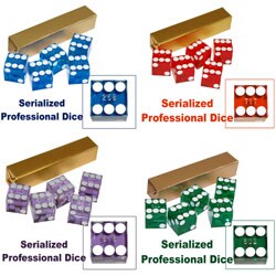 Five Numbered Serialized 19 mm Casino Craps Dice