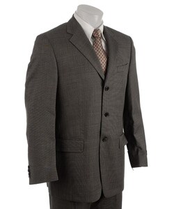 Joseph Abboud Men's Dark Grey Check Wool Suit