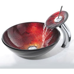 Irruption Red Vessel Sink and Waterfall Faucet from Overstock.com :  irruption sink overstock vessel