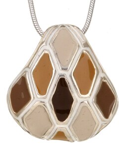 Sterling Silver Beige and Brown Enamel Necklace