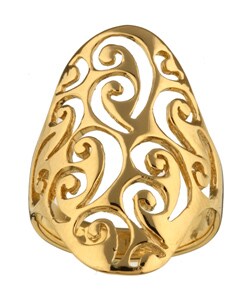 18k Gold over Silver Filigree Cigar Band Ring