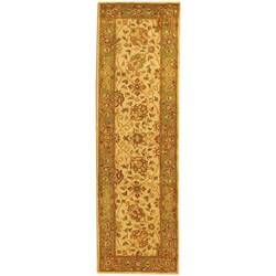 Hand-spun Ivory Green Mashad Wool Rug (2'3 x 12')