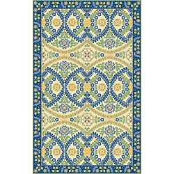 Hand-hooked Monaco Blue Wool Rug (3'6 x 5'6)