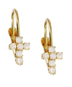 14k Yellow Gold Leverback Cross Earrings