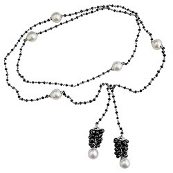 14k Gold 70ct TDW Diamond Bead and South Sea Pearl Necklace (11-12 mm)