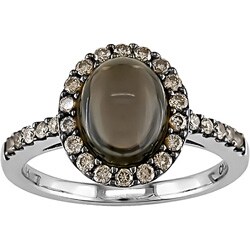 14k Gold Smokey Quartz and 3/8ct TDW Brown Diamond Ring