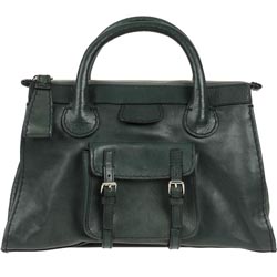 Chloe Green Leather Zipper Tote