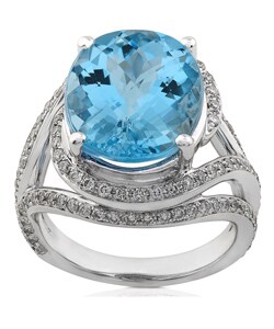 18k Gold Aquamarine and 7/8ct TDW Diamond Ring (H-I, SI)