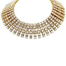 Goldplated 6-row Cubic Zirconia Necklace