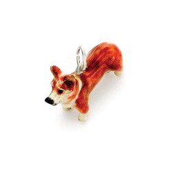Sterling Silver Welsh Corgi Enamel Charm/ Pendant