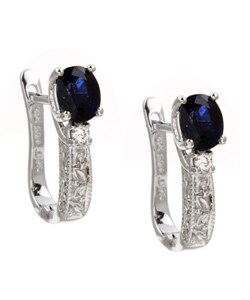 10k Gold Blue Sapphire and Diamond Huggie Earrings