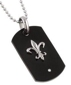 Titanium Fleur de Lis Dog Tag Necklace