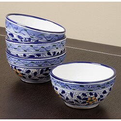 Daisy Blue 4-piece Soup/ Cereal Bowl Set (Tunisia)