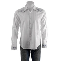 191 Unlimited Men's Long-sleeve Textured Pinstripe Shirt