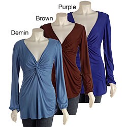Lily Women's Long-sleeve Knotted Neck Shirt