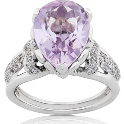 18k Gold Lavender Amethyst and 1/3ct TDW Diamond Ring (H, VS-SI)