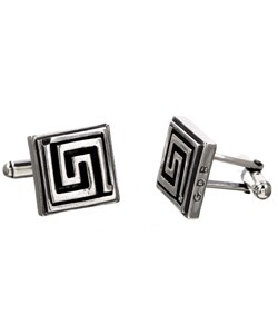 Gerald David Bauman Silver Greek Key Cuff Links