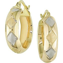 10k Two-tone Gold Hoop Earrings