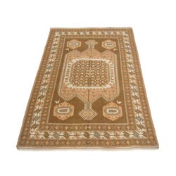 Afghan Turkoman Hand-knotted Camel/ Ivory Rug (6'6 x 9'8)